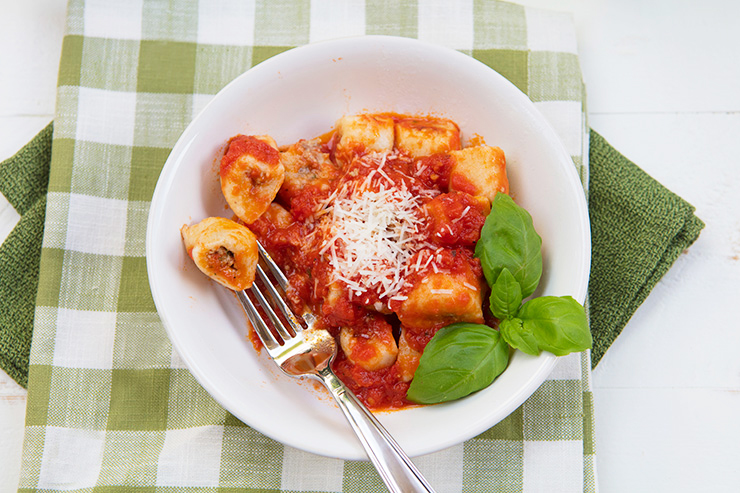 Sausage Stuffed Potato Gnocchi With Marcella’s Simple Tomato Sauce
