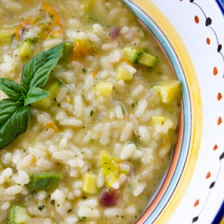 Summer Risotto With Zucchini, Zucchini Flowers & Pesto