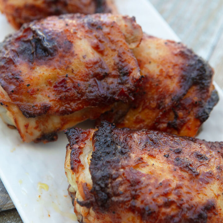 Spicy Honey Garlic Air Fryer Chicken Thighs