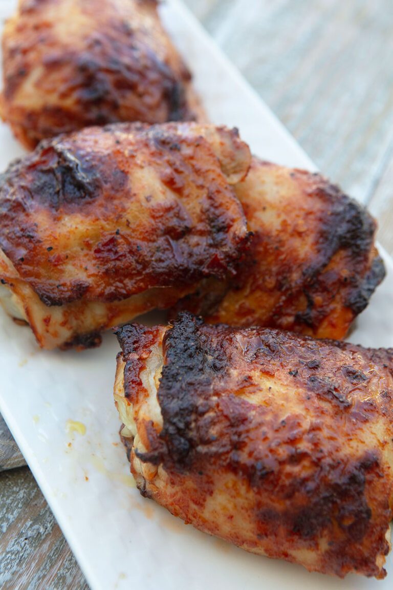Spicy Honey Garlic Air Fryer Chicken Thighs