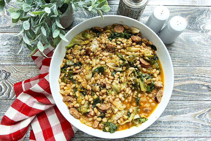 Escarole With White Beans & Sausage