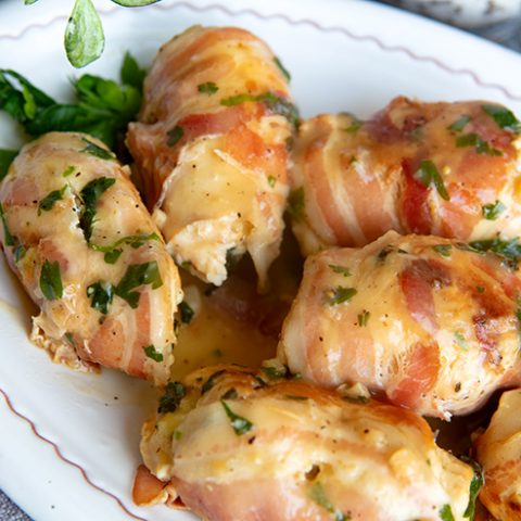 Pancetta Wrapped Stuffed Chicken Rolls