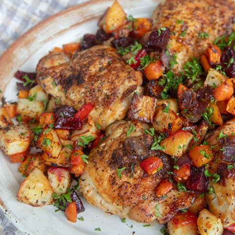 Roasted Chicken Thighs With Winter Vegetables