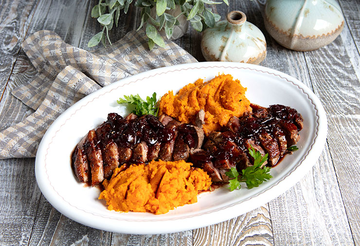 Duck Breast in Cherry Port Wine Sauce