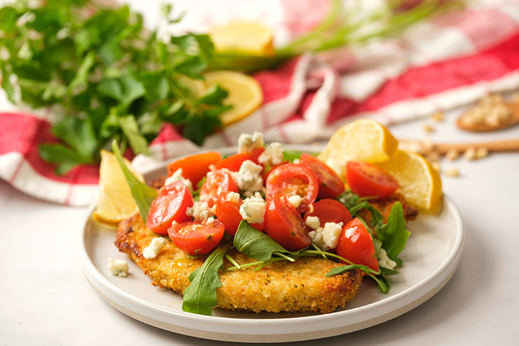 Breaded Chicken Cutlets With Tomatoes and Arugula