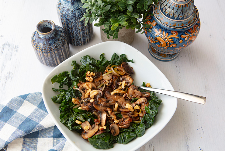 Warm Mushroom & Kale Salad