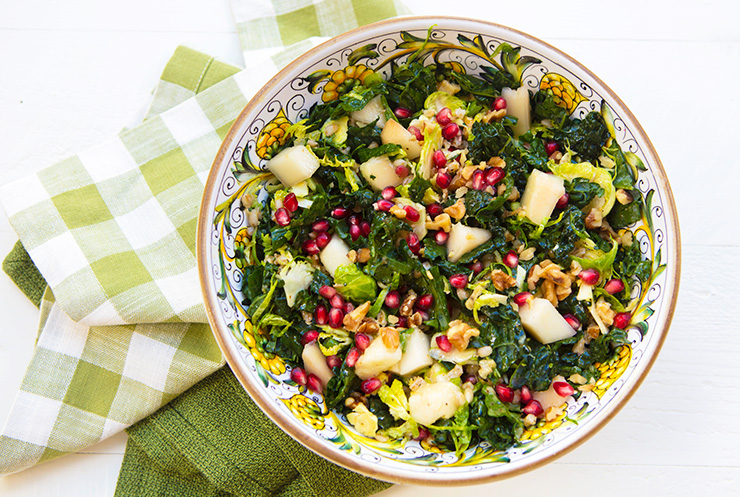 Kale, Barley, & Shredded Brussels Sprouts Salad