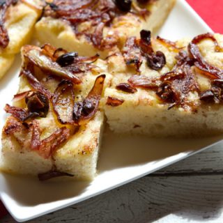 Focaccia Topped With Sagrantino Braised Onions & Taggiasca Olives
