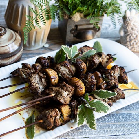 Tuscan Pork & Mushroom Skewers