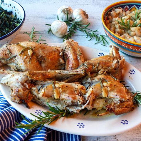 Wine Basted Rabbit With Rosemary