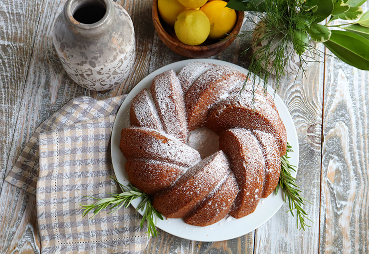 Rustic Semolina Lemon & Rosemary Cake