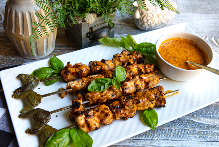 Grilled Chicken Skewers With Spicy Pesto